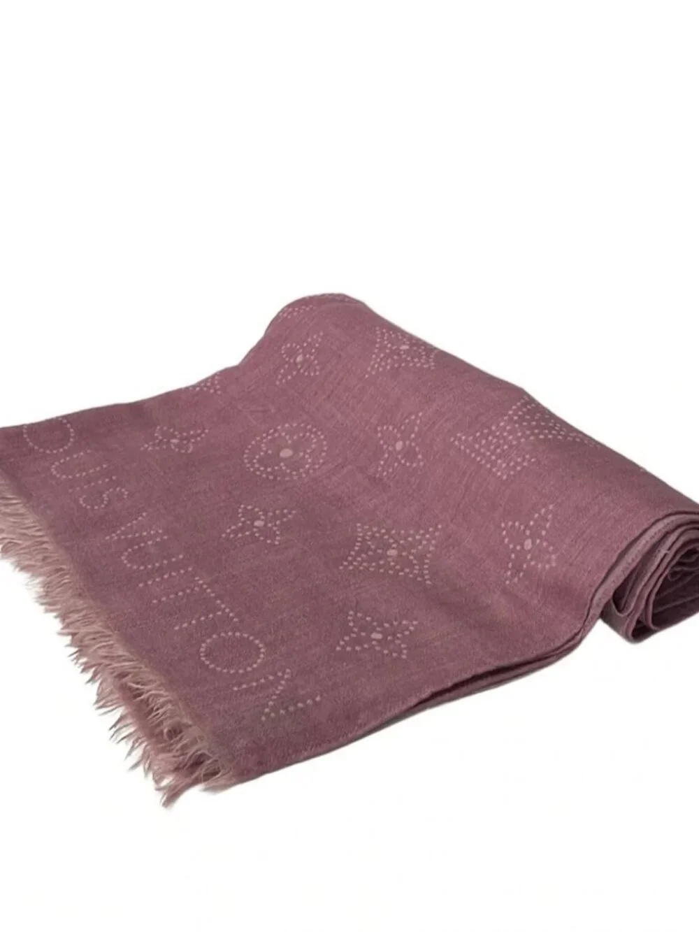 LOUIS VUITTON Pink Monogram Unconfirmed Scarf Cashmere Silk